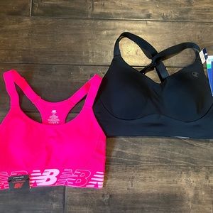 NWT - New balance neon pink sports bra and Champion black